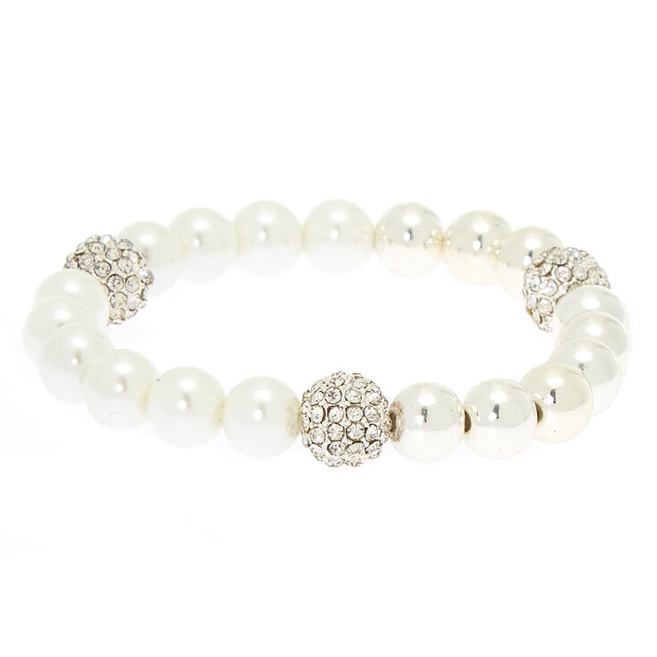 Silver Pearl Stretch Bracelet,