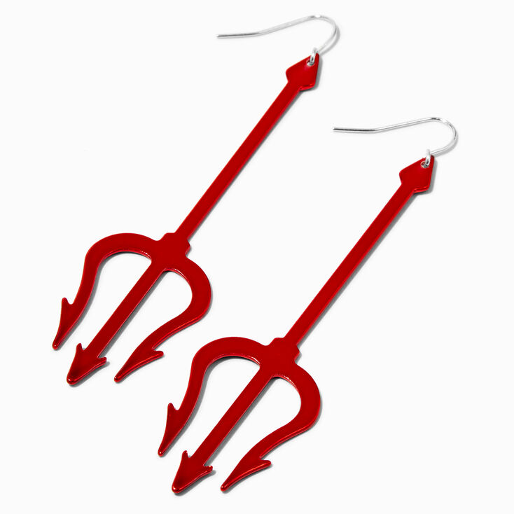 Red Devil Pitchfork 3&quot; Drop Earrings,