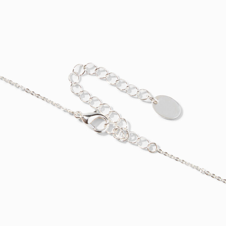 Silver Cursive Lowercase Initial Pendant Necklace - J,