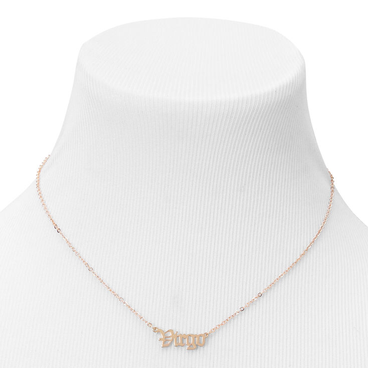 Gold Gothic Zodiac Pendant Necklace - Virgo,