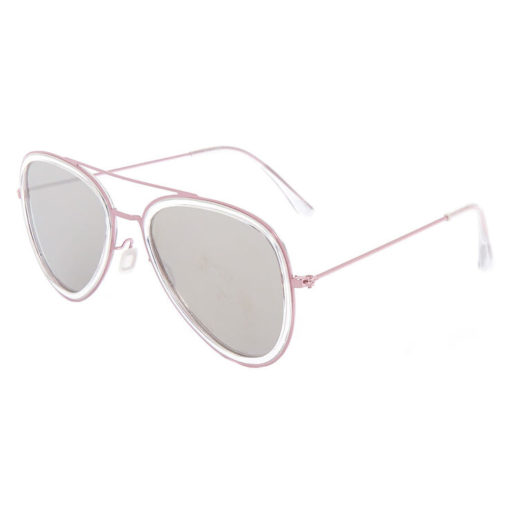 Metallic Frame Aviator Sunglasses - Pink,