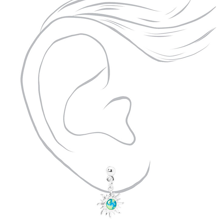 Silver 0.5&quot; Good Vibes Drop Earrings - 3 Pack,