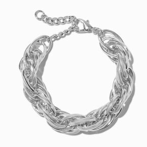 Silver-tone Chunky Twist Chain Bracelet,
