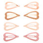 Blushing Gold Heart Snap Hair Clips - 8 Pack,