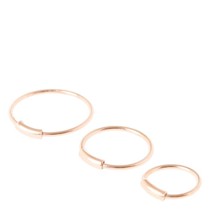 Multi Size Rose Gold Nose Hoops,