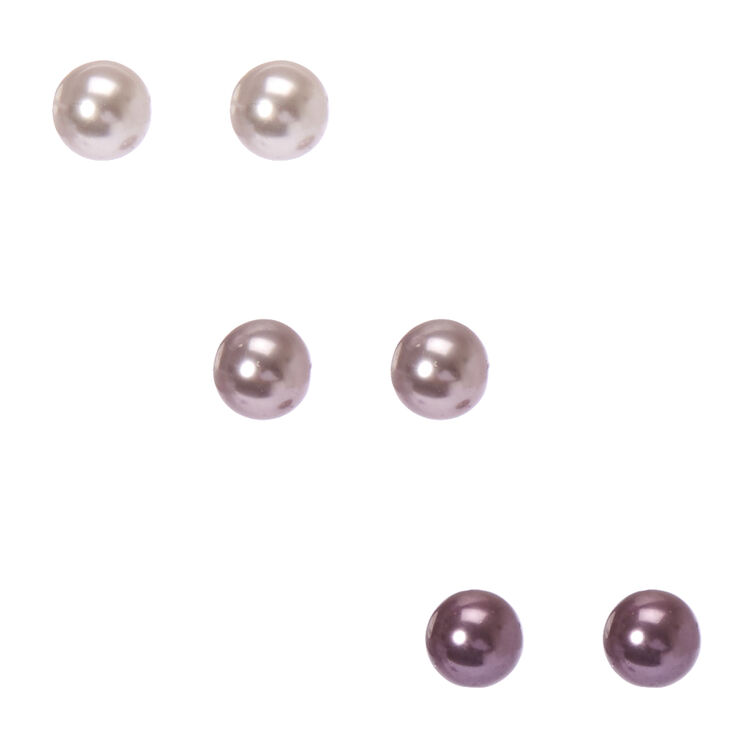 10mm Gray Faux Pearl Stud Earrings,