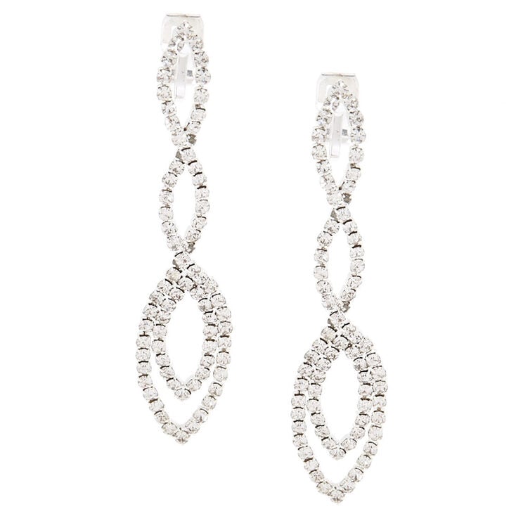 Silver 2.5" Crystal Drop Earrings,