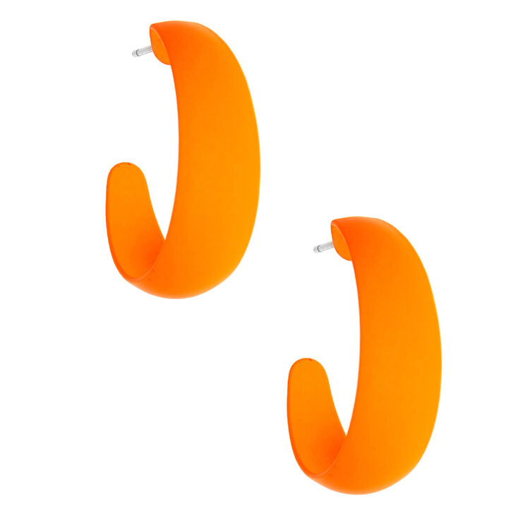 25MM Rubber Hoop Earrings - Neon Orange,