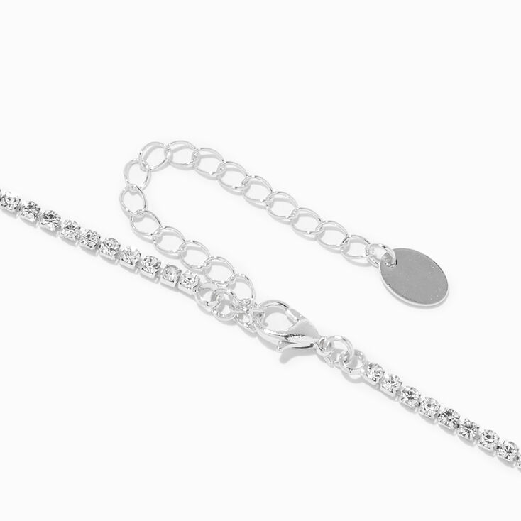 Silver Crystal Leaf Y-Neck Necklace &amp; Drop Earrings Set - 2 Pack,