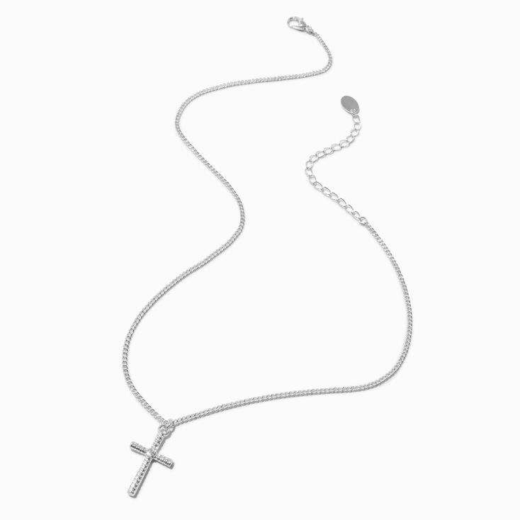 Silver-tone Paperclip &amp; Ball Chain Cross Necklaces - 3 Pack ,