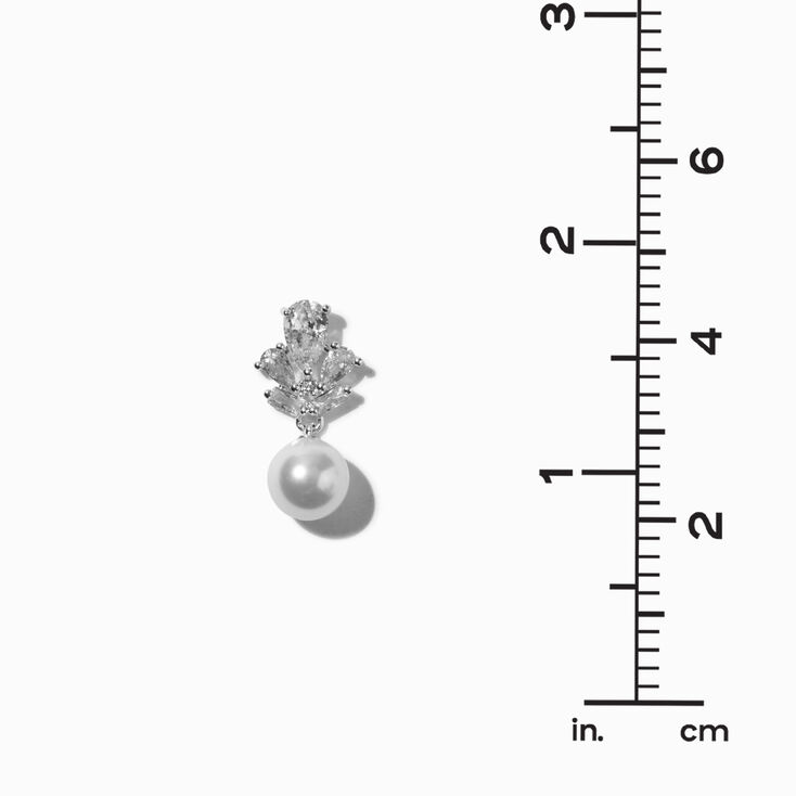 Cubic Zirconia &amp; Pearl Vintage Style 1&quot; Drop Earrings,