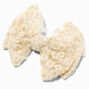Embroidered Floral Large Hair Bow Clip - Ivory,