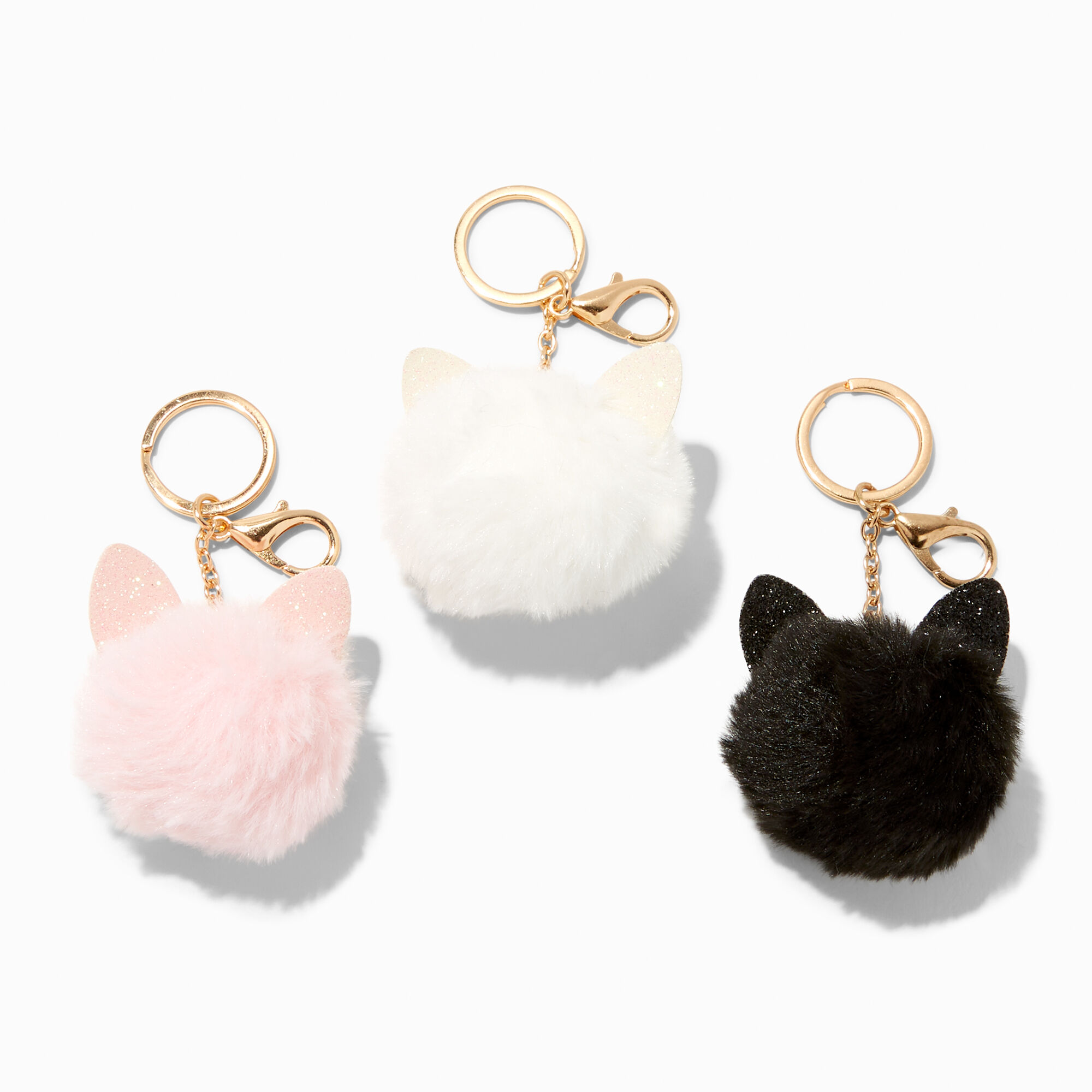 Gold Pom Pom Cat Keychains 3 Pack Icing US