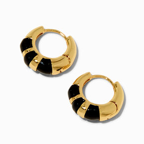 JAM + RICO x ICING 18k Yellow Gold &amp; Black Colorblock Hoop Earrings,
