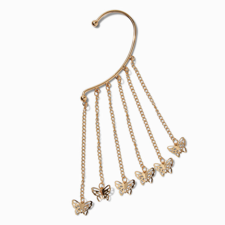 Gold-tone Butterfly Fringe Ear Cuff,