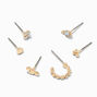 Gold Mixed Heart Single Hoop &amp; Stud Earrings - 6 Pack,