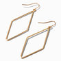 Gold Diamond Outline Drop Earrings,