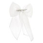 White Pleated Chiffon Hair Bow Clip,