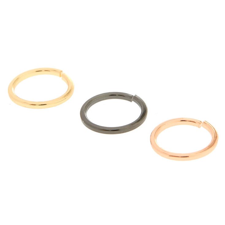 Sleek Mixed Metal Nose Rings - 3 Pack,