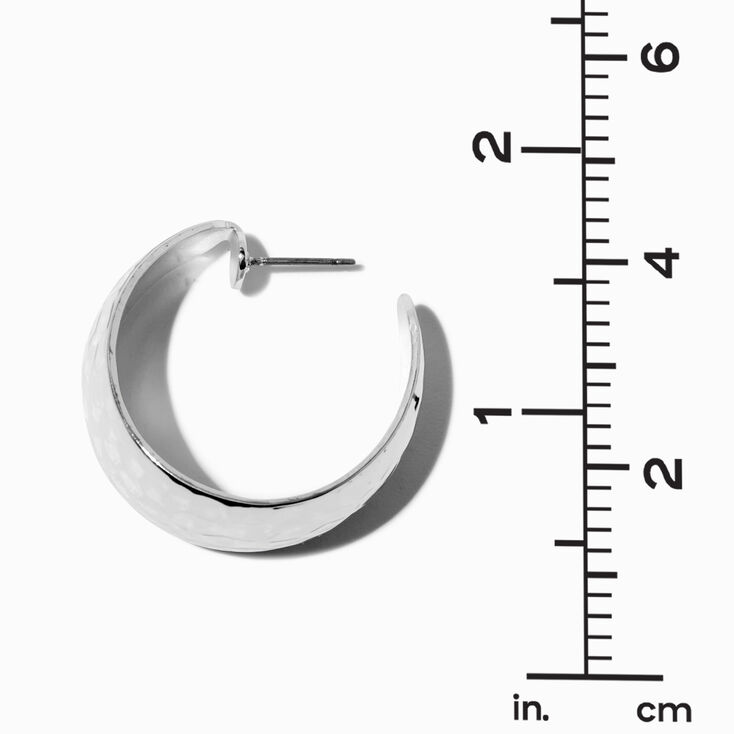 Silver-tone Wide Flat Hoop Earrings,
