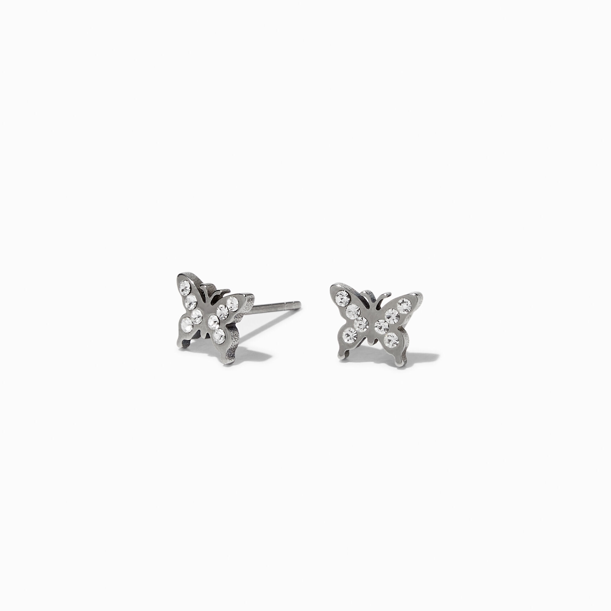 Titanium Crystal Butterfly Stud Earrings Icing US
