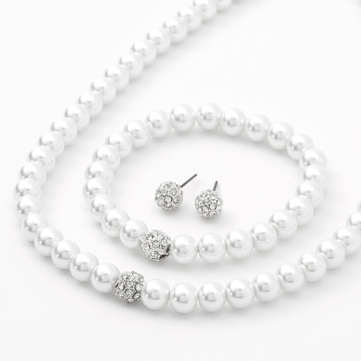 Pearl and Rhinestone Jewelry Set - 3 Pack,