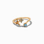 Light Blue Crystal Gold-tone Ring Set - 4 Pack,