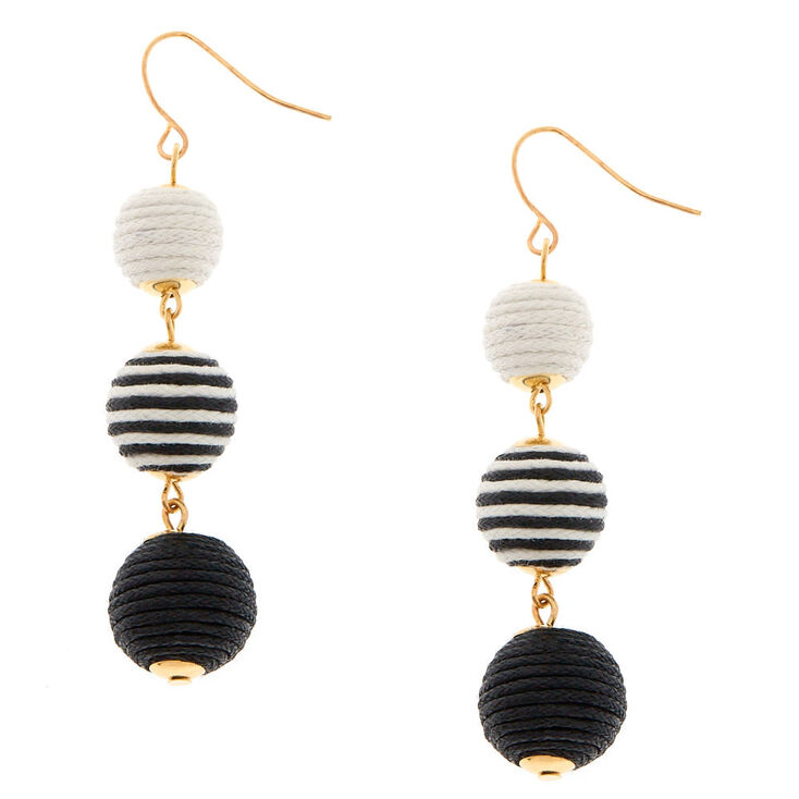 Black and White Ball Drop Earrings,