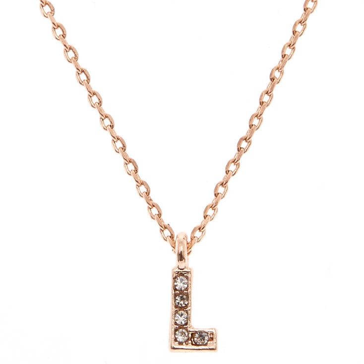Rose Gold Studded "L" Initial Necklace,