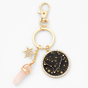 Gold Healing Crystal Zodiac Keychain - Pisces,