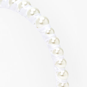 Fabric Wrapped Pearl Headband - White,