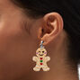 Gingerbread Cookie Glittery Clip-On Drop Earrings,