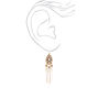 Gold 4&quot; Beaded Feather Teardrop Drop Earrings - White,