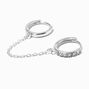 Sterling Silver One 8MM Cubic Zirconia Hoop Connector Earring,