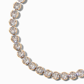 Gold Crystal Bezeled Tennis Bracelet,