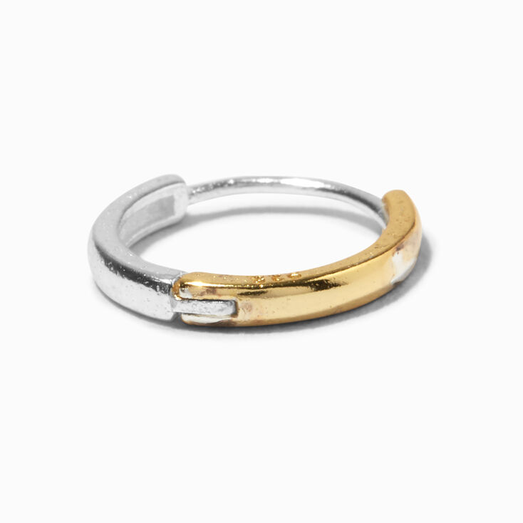 Sterling Silver One 8MM Two-Tone Hoop Earring,