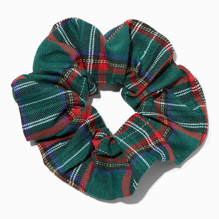 Medium Green Plaid Hair Scrunchie,