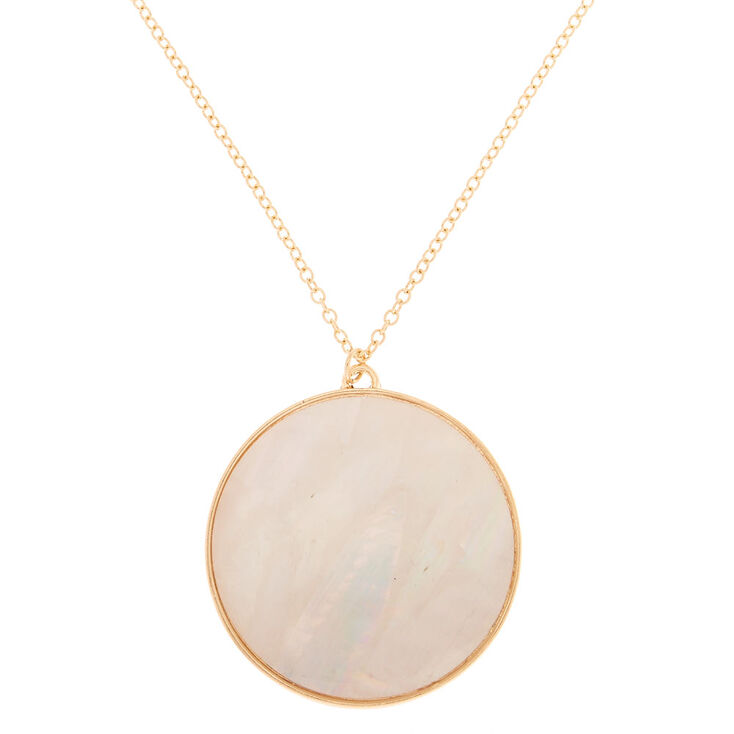 Gold Iridescent Long Pendant Necklace - White,