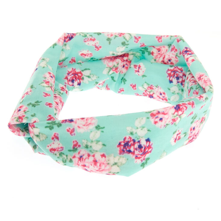 Mint Roses Wide Jersey Headwrap,
