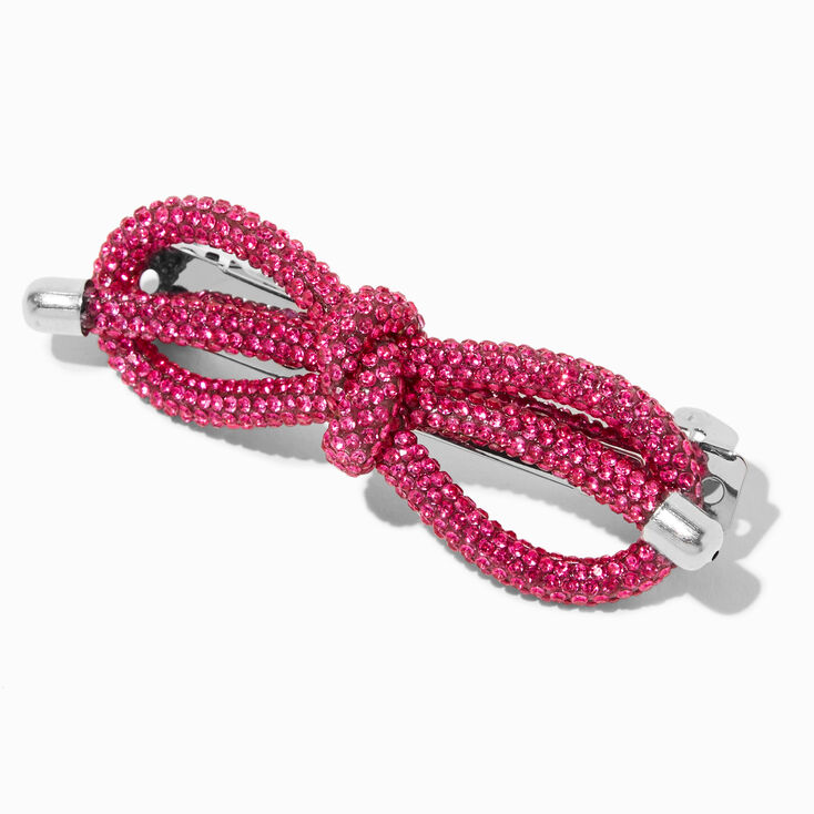 Pink Rhinestone Bow Hair Clip,