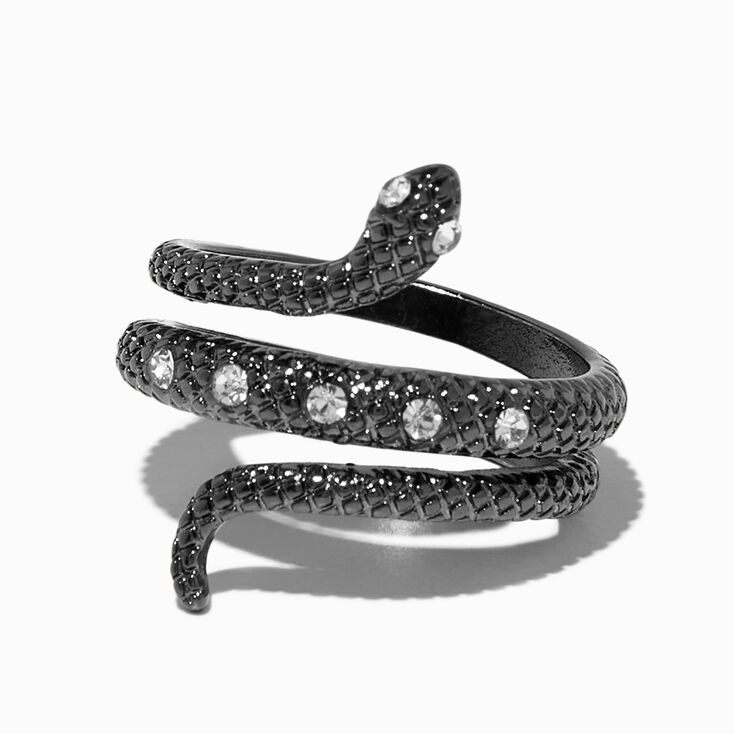 Hematite Crystal Textured Snake Wrap Ring,