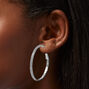 Silver 40MM Thin Glitter Hoop Earrings,