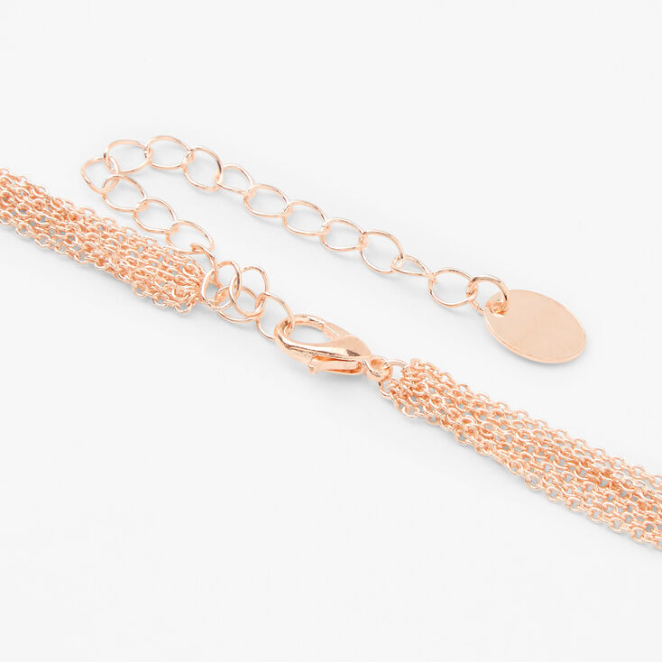 Rose Gold Rhinestone Multi Strand Necklace &amp; Drop Earrings Set - 2 Pack,