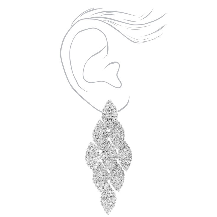 Silver 2&quot; Pav&eacute; Chandelier Drop Earrings,