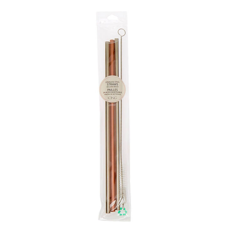Mixed Metal Stainless Steel Straws 3 Pack Icing Us