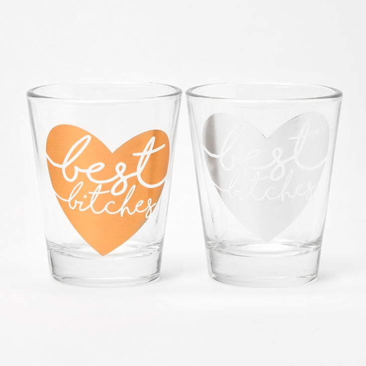Best Friends Best Bitches Heart Glasses Set - 2 Pack,