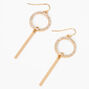 Gold 2.5&quot; Embellished Circle Bar Drop Earrings,