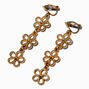 Gold-tone Textured Daisies 2&quot; Clip-On Drop Earrings ,