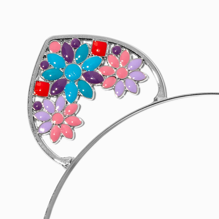 Purple Enamel Flowers Cat Ears Headband,