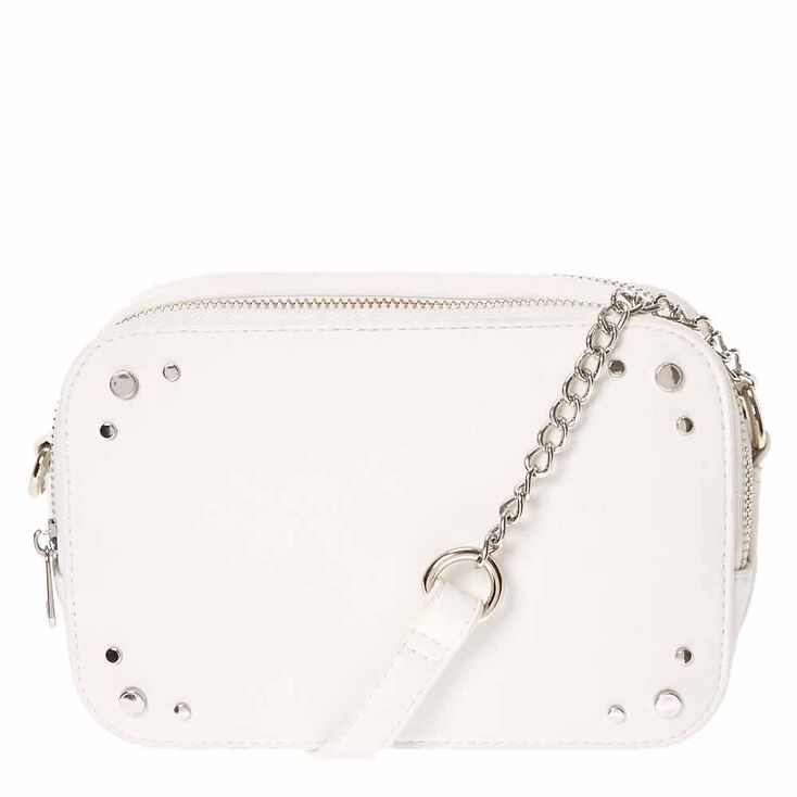 White Faux Leather Crossbody Camera Bag | Icing US